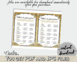 Glittering Gold Bridal Shower What's In Your Purse Game in Gold And Yellow, what's in purse, glisten gold, prints, printables - JTD7P - Digital Product