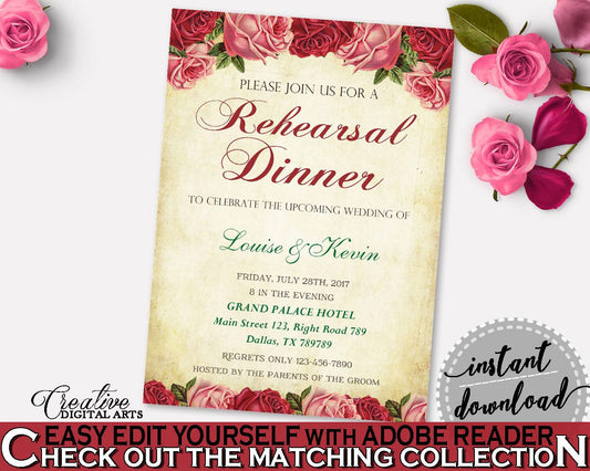 Rehearsal Dinner Invitation Bridal Shower Rehearsal Dinner Invitation Vintage Bridal Shower Rehearsal Dinner Invitation Bridal Shower XBJK2 - Digital Product