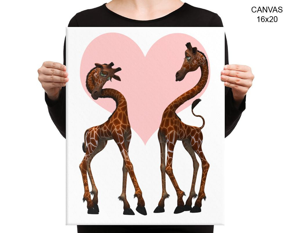 Giraffe Love Print, Beautiful Wall Art with Frame and Canvas options available Nursery Decor