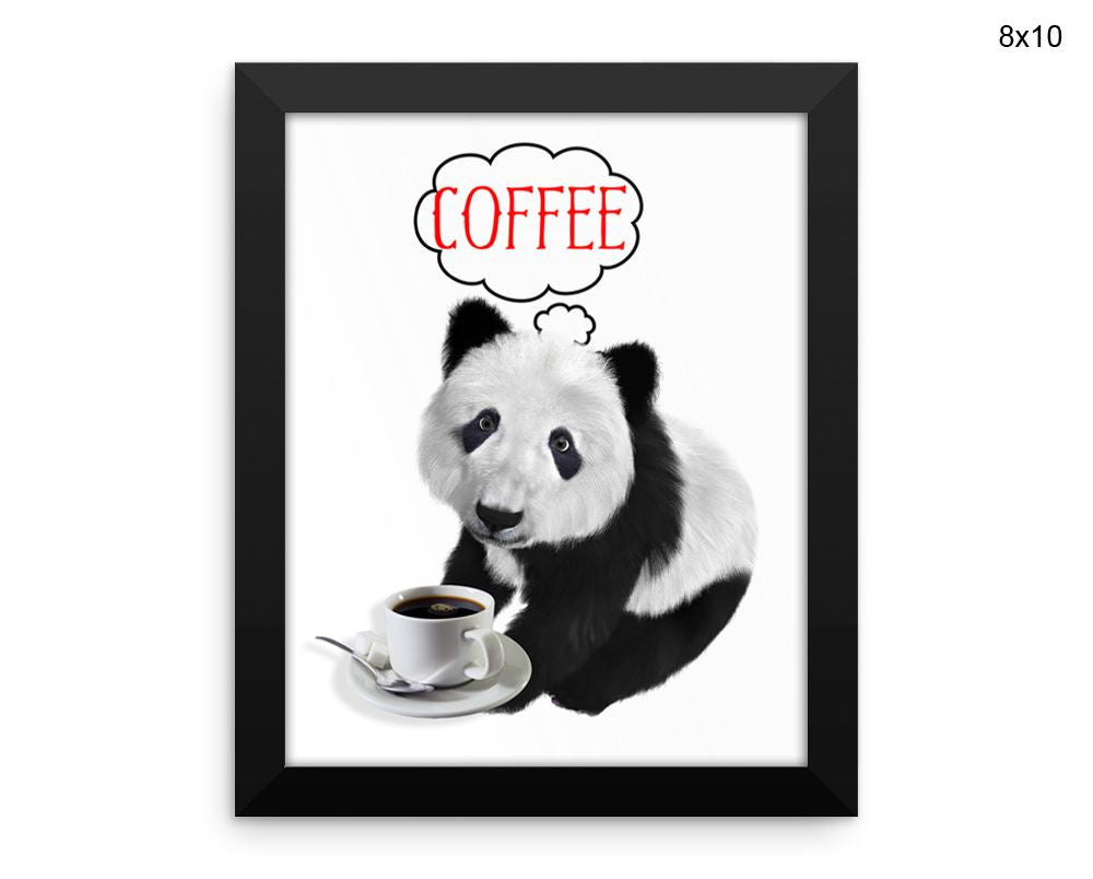 Panda Coffee Print, Beautiful Wall Art with Frame and Canvas options available Bar Decor