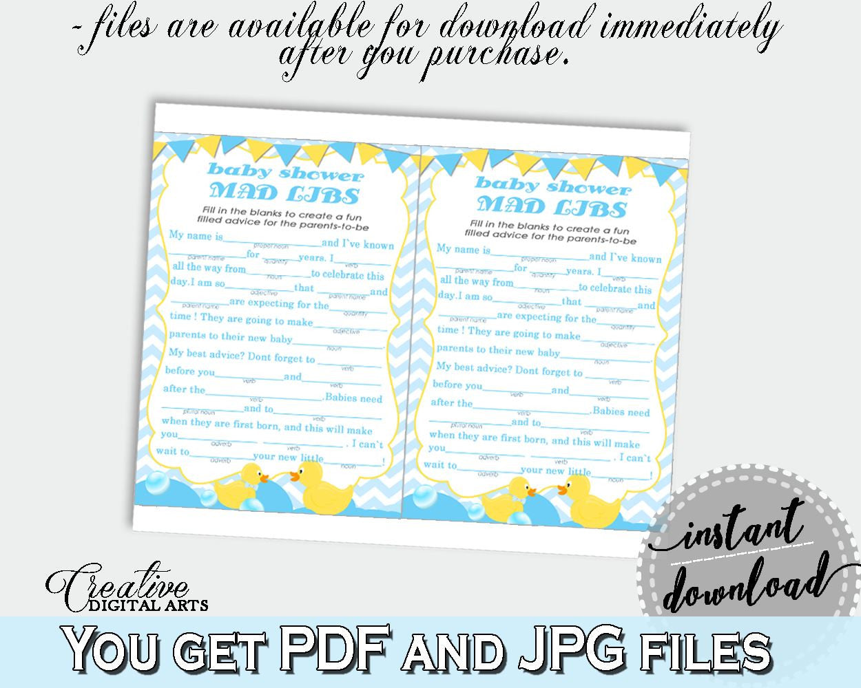 Baby Shower Mint Baby Shower Cute Madlibs Interactive Activity MAD LIBS, Party Theme, Party Organizing, Party Supplies - rd002 - Digital Product