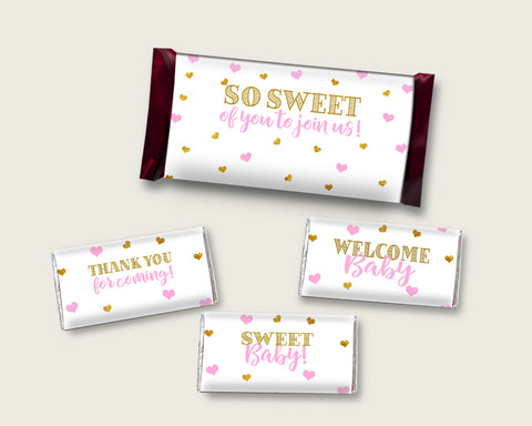 Candy Wrappers Baby Shower Hershey Wrappers Hearts Baby Shower Candy Wrappers Baby Shower Hearts Hershey Wrappers Pink Gold prints bsh01