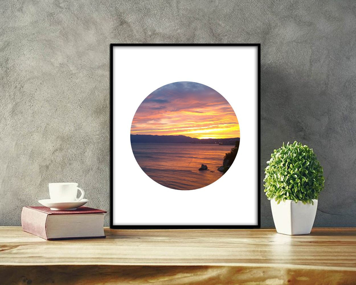 Sunset Prints Wall Art Sunset Digital Download Sunset Circle Art Sunset Circle Print Sunset Instant Download Sunset Frame And Canvas - Digital Download