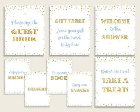 Table Signs Baby Shower Table Signs Confetti Baby Shower Table Signs Blue Gold Baby Shower Confetti Table Signs party ideas pdf jpg cb001