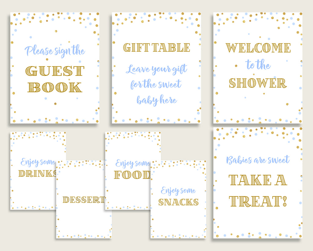 Table Signs Baby Shower Table Signs Confetti Baby Shower Table Signs Blue Gold Baby Shower Confetti Table Signs party ideas pdf jpg cb001
