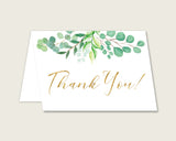 Green Gold Thank You Cards Printable, Greenery Baby Shower Thank You Notes, Gender Neutral Shower Thank You Folded, Instant Download, Y8X33