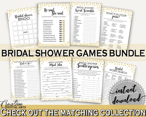 Games Bridal Shower Games Confetti Bridal Shower Games Bridal Shower Confetti Games Gold White shower celebration, printable files CZXE5 - Digital Product