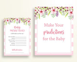 Baby Predictions Baby Shower Baby Predictions Pink Baby Shower Baby Predictions Baby Shower Flowers Baby Predictions Pink Green party 5RQAG - Digital Product