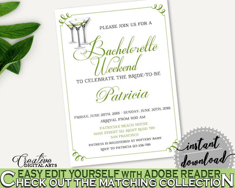 Bachelorette Weekend Invitation Bridal Shower Bachelorette Weekend Invitation Modern Martini Bridal Shower Bachelorette Weekend ARTAN - Digital Product