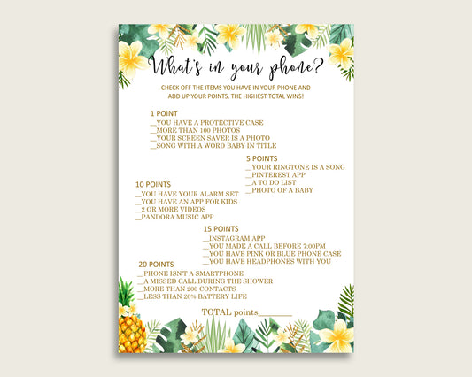 Green Yellow What's In Your Phone Game, Tropical Baby Shower Gender Neutral, What's In Your Cell Phone Printable, Instant Download, 4N0VK