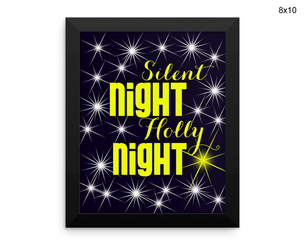 Silent Night Holly Night Print, Beautiful Wall Art with Frame and Canvas options available  Decor