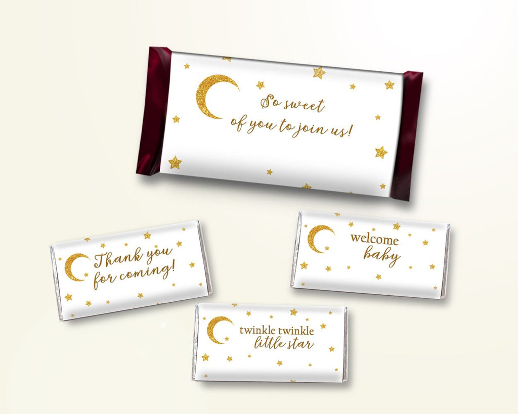 Candy Wrappers Baby Shower Hershey Wrappers Stars Baby Shower Candy Wrappers Baby Shower Stars Hershey Wrappers Gold White prints RKA6V - Digital Product