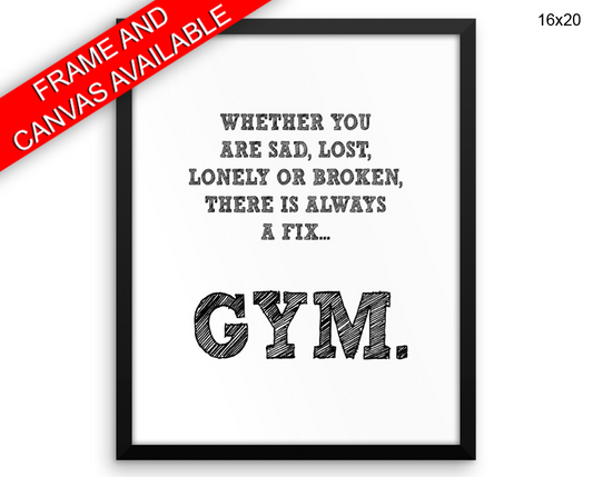 Gym Print, Beautiful Wall Art with Frame and Canvas options available Gym Decor