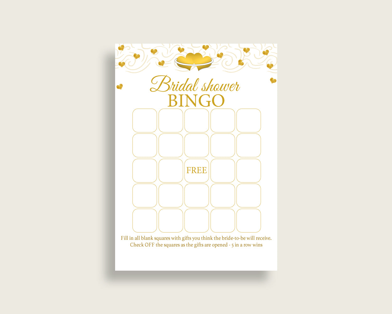 Bingo Bridal Shower Bingo Gold Hearts Bridal Shower Bingo Bridal Shower Gold Hearts Bingo White Gold pdf jpg party stuff prints 6GQOT