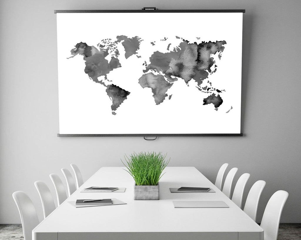 World Map Prints Wall Art World Map Digital Download World Map  Instant Download World Map Frame And Canvas Available black white - Digital Download