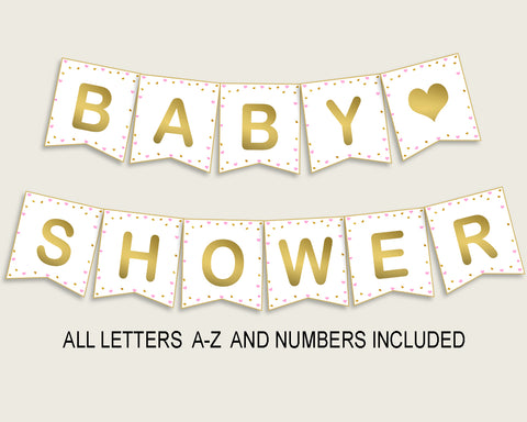 Banner Baby Shower Banner Hearts Baby Shower Banner Baby Shower Hearts Banner Pink Gold party décor party planning party theme bsh01