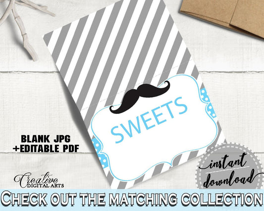 Food Tents, Baby Shower Food Tents, Mustache Baby Shower Food Tents, Baby Shower Mustache Food Tents Blue Gray printable files - 9P2QW - Digital Product