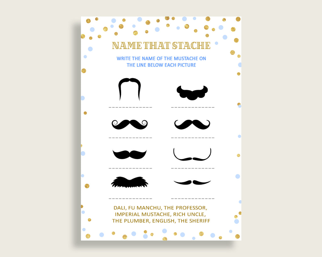 Name That Stache Baby Shower Name That Stache Confetti Baby Shower Name That Stache Blue Gold Baby Shower Confetti Name That Stache cb001
