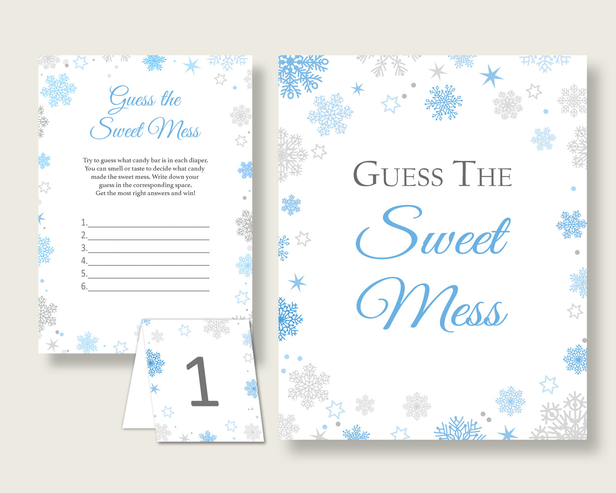 Sweet Mess Baby Shower Sweet Mess Snowflake Baby Shower Sweet Mess Blue Gray Baby Shower Snowflake Sweet Mess party ideas prints NL77H