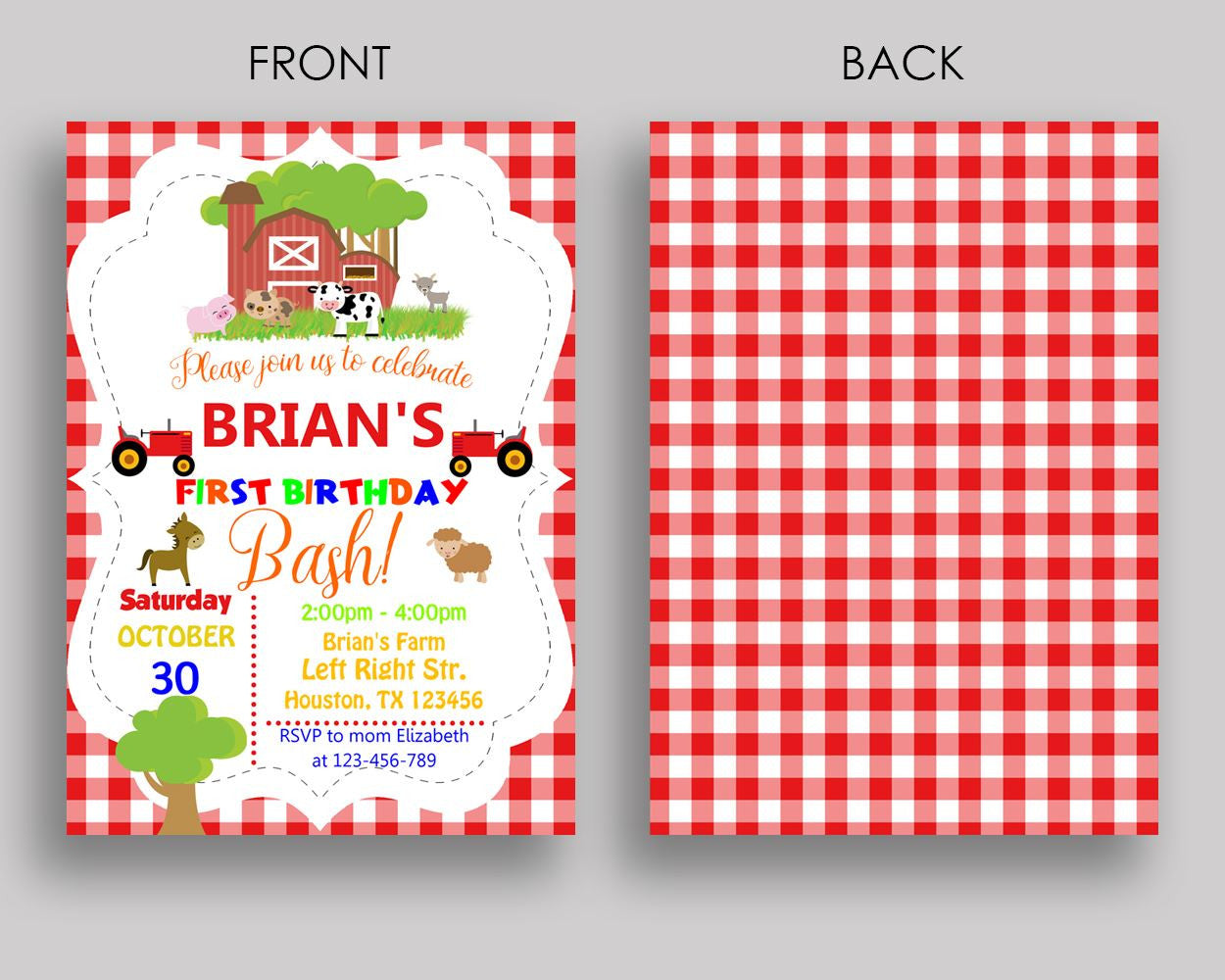 Farm Animals Birthday Invitation Farm Animals Birthday Party Invitation Farm Animals Birthday Party Farm Animals Invitation Boy Girl KHRHJ - Digital Product