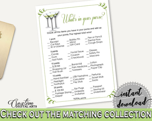 What's In Your Purse Bridal Shower What's In Your Purse Modern Martini Bridal Shower What's In Your Purse Bridal Shower Modern Martini ARTAN - Digital Product