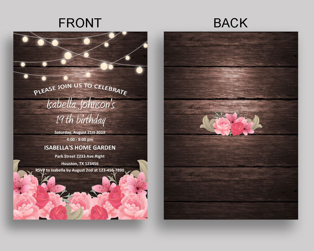 Rustic Birthday Invitation Rustic Birthday Party Invitation Rustic Birthday Party Rustic Invitation Girl lightbulbs wood rustic wood OE0W8 - Digital Product