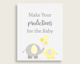 Baby Predictions Baby Shower Baby Predictions Yellow Baby Shower Baby Predictions Baby Shower Elephant Baby Predictions Yellow Gray W6ZPZ