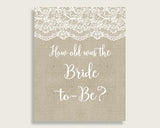 How Old Was The Bride To Be Bridal Shower How Old Was The Bride To Be Burlap And Lace Bridal Shower How Old Was The Bride To Be Bridal NR0BX