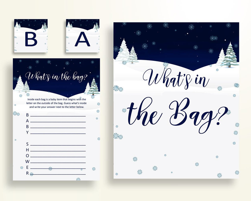 What's In The Bag Baby Shower What's In The Bag Winter Baby Shower What's In The Bag Baby Shower Winter What's In The Bag Blue White 3E6QO - Digital Product