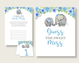 Elephant Blue Guessing Game Baby Shower Boy, Blue Gray Guess The Sweet Mess Game Printable, Dirty Diaper Game, Instant Download, ebl01
