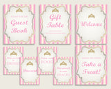 Royal Princess Baby Shower Girl Table Signs Printable, Pink Gold Party Table Decor, Favors, Food, Drink, Treat, Guest Book, Instant rp002