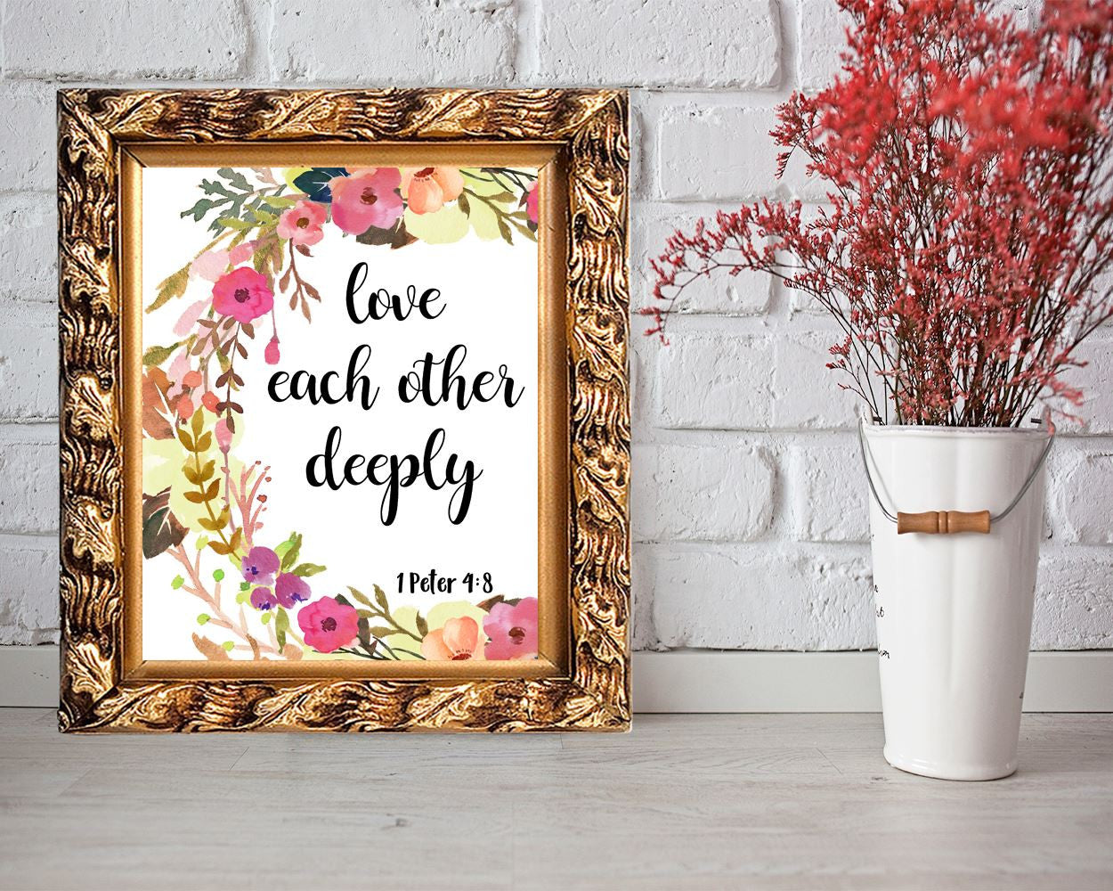 Wall Decor Bible Printable Scripture Prints Bible Sign Scripture  Printable Art Bible love each other love deeply christian art 1 peter 4 8 - Digital Download