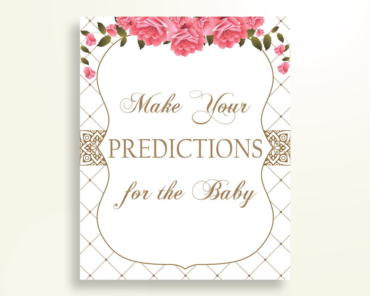 Baby Predictions Baby Shower Baby Predictions Roses Baby Shower Baby Predictions Baby Shower Roses Baby Predictions Pink White party U3FPX - Digital Product