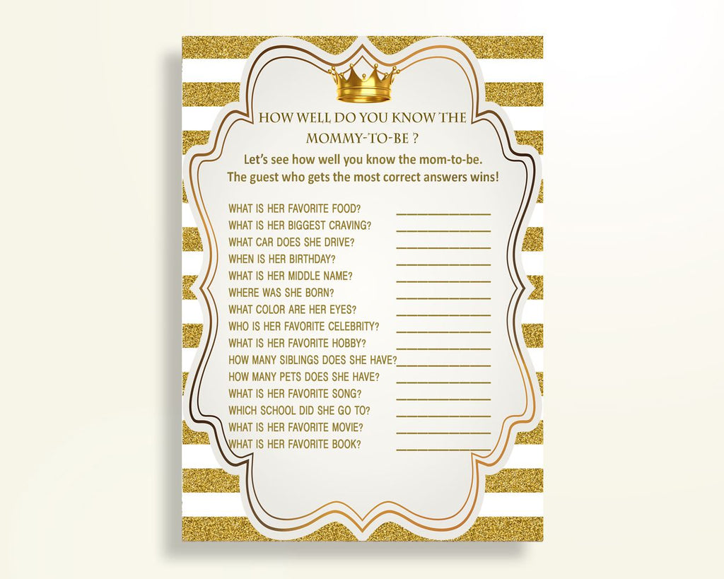 How Well Do You Know Mommy Baby Shower How Well Do You Know Mommy Royal Baby Shower How Well Do You Know Mommy Gold White Baby Shower Y9MQF - Digital Product