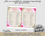 Roses On Wood Bridal Shower Celebrity Couples Game in Pink And Beige, hollywood game, wood roses theme, party organizing, party plan - B9MAI - Digital Product