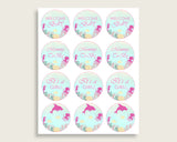 Under The Sea Cupcake Toppers, Pink Green Cupcake Wrappers, Toppers Wrappers Baby Shower Girl, Instant Download, Popular uts01