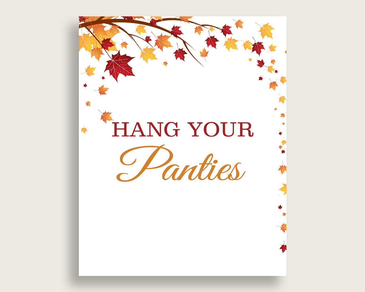 Drop Your Panties Bridal Shower Drop Your Panties Fall Bridal Shower Drop Your Panties Bridal Shower Autumn Drop Your Panties Brown YCZ2S