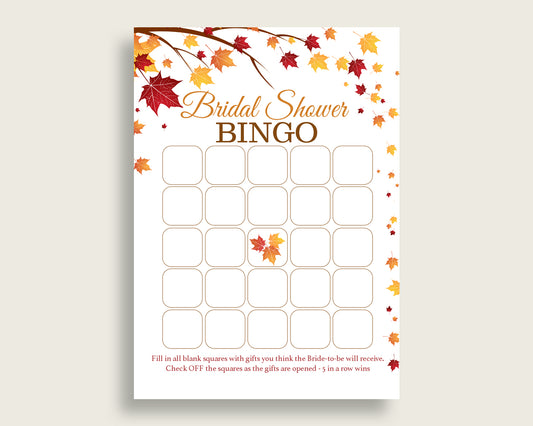 Empty Bingo Bridal Shower Empty Bingo Fall Bridal Shower Empty Bingo Bridal Shower Autumn Empty Bingo Brown Yellow party supplies YCZ2S