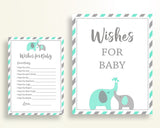 Wishes For Baby Baby Shower Wishes For Baby Turquoise Baby Shower Wishes For Baby Baby Shower Elephant Wishes For Baby Green Gray baby 5DMNH - Digital Product