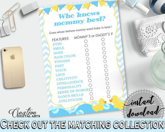 Baby Shower Rubber Rubber Ducky Mommy Trivia Baby Eyes WHO KNOWS MOMMY Best, Party Décor, Paper Supplies, Customizable Files - rd002 - Digital Product