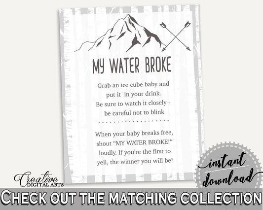 My Water Broke Baby Shower My Water Broke Adventure Mountain Baby Shower My Water Broke Gray White Baby Shower Adventure Mountain My S67CJ - Digital Product