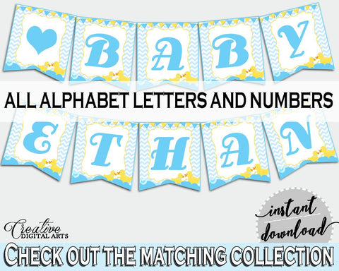 Rubber Duckie Yellow Rubber Duck Baby Shower Pennant Decorations Banner BANNER ALL LETTERS, Party Plan, Prints - rd002 - Digital Product