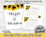 Words Of Wisdom Bridal Shower Words Of Wisdom Sunflower Bridal Shower Words Of Wisdom Bridal Shower Sunflower Words Of Wisdom Yellow SSNP1 - Digital Product