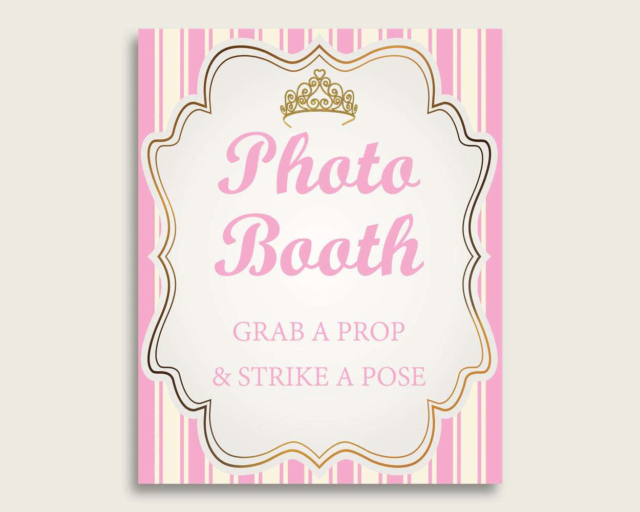 Royal Princess Photobooth Sign Printable, Girl Baby Shower Pink Gold Photo Booth, Royal Princess Selfie Station Sign, 8x10 16x20 rp002