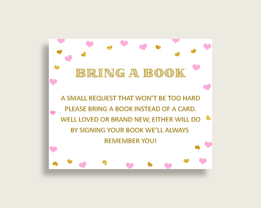 Bring A Book Baby Shower Bring A Book Hearts Baby Shower Bring A Book Baby Shower Hearts Bring A Book Pink Gold digital download bsh01