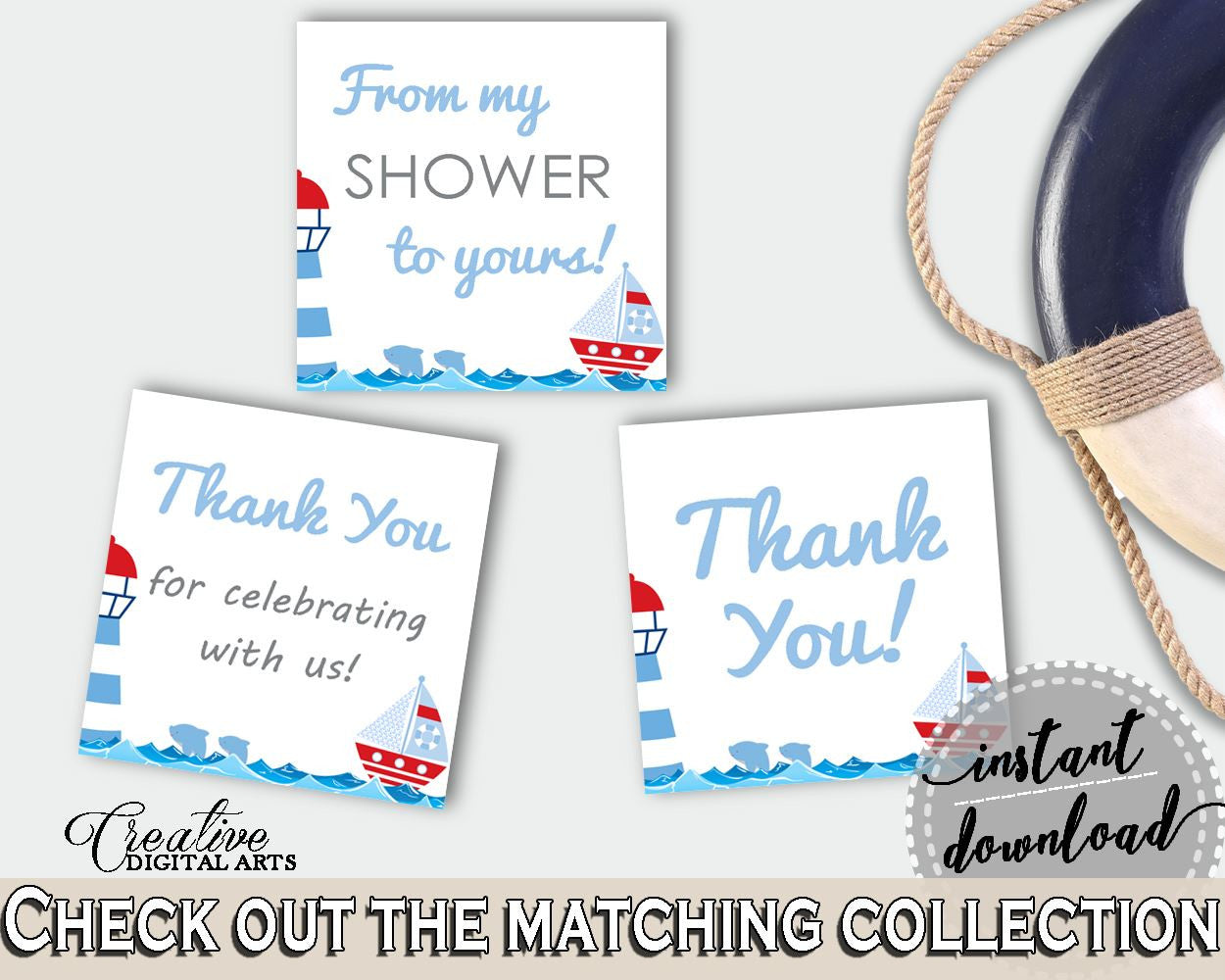 Square Tags Baby Shower Square Tags Nautical Baby Shower Square Tags Baby Shower Nautical Square Tags Blue Red pdf jpg, prints - DHTQT - Digital Product