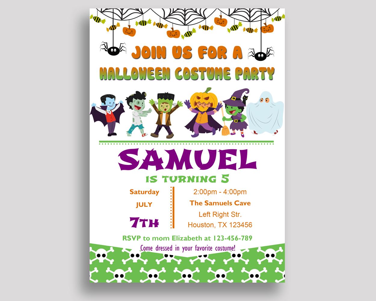 Halloween Costume Birthday Invitation Halloween Costume Birthday Party Invitation Halloween Costume Birthday Party Halloween Costume 7YM2Q - Digital Product