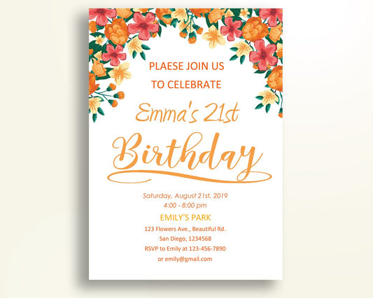 Flowers Birthday Invitation Teenage Birthday Party Invitation Flowers Birthday Party Teenage Invitation Girl flowers for women RPTY6 - Digital Product