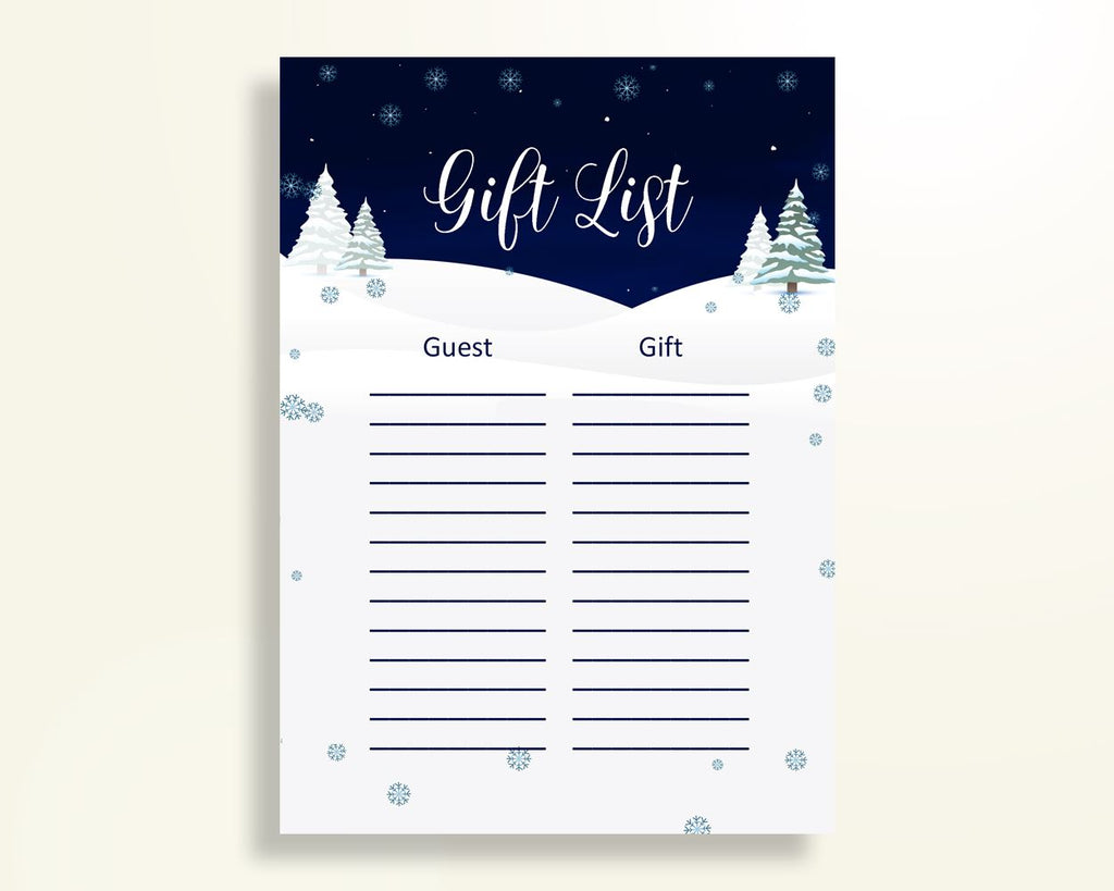 Gift List Baby Shower Gift List Winter Baby Shower Gift List Baby Shower Winter Gift List Blue White party organising party ideas 3E6QO - Digital Product