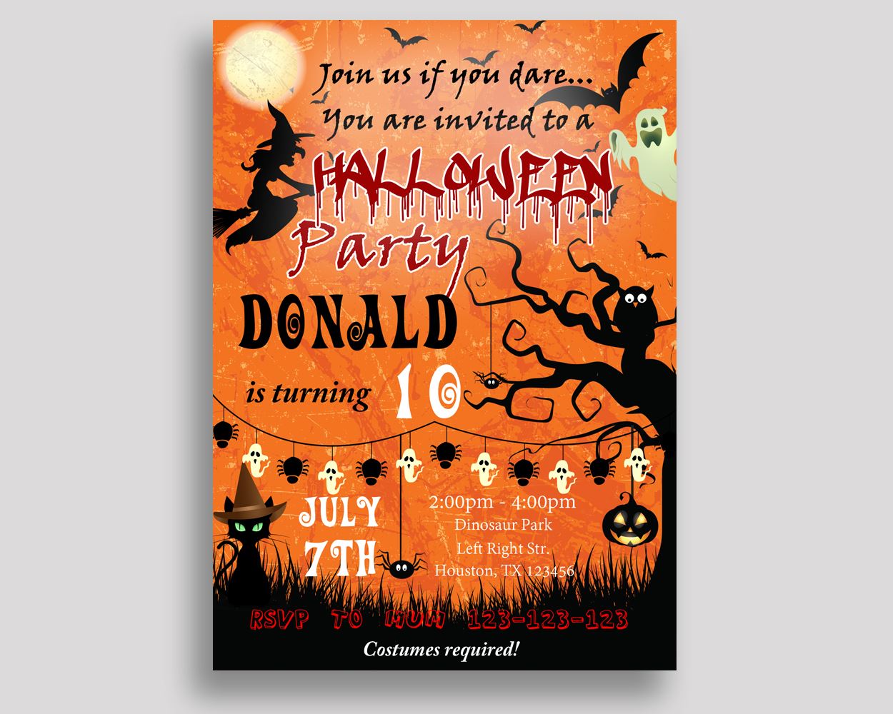 Halloween Birthday Invitation Halloween Birthday Party Invitation Halloween Birthday Party Halloween Invitation Boy Girl GPF0F - Digital Product